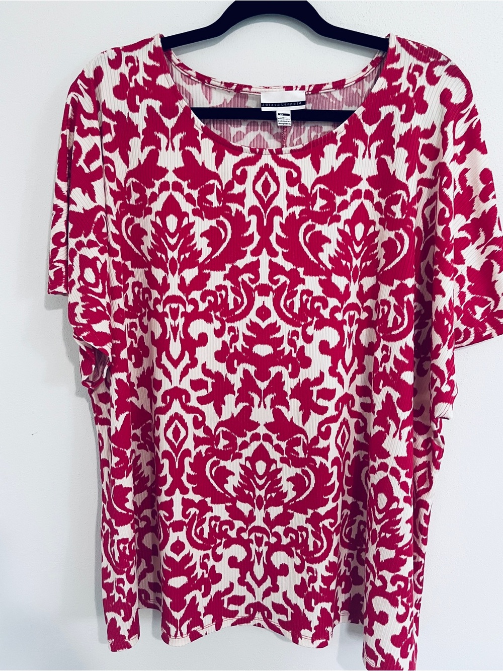 Jules & Leopold Pink and White Short Sleeve Scoop Neck Top